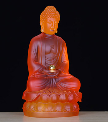 仿琉璃释迦牟尼千万墙殿树脂小佛像居家供奉摆件祖三宝佛镇宅平安