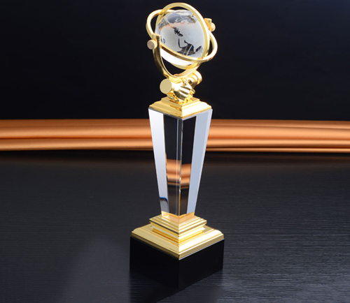 底座黑色地球水晶金属奖杯 - 水晶金属奖杯奖牌制作厂家,「建鑫工艺」