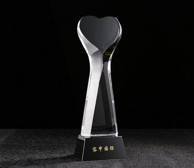 爱心传递【水晶奖杯定制】-印字logo奖杯订做